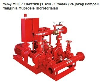 Domak KPY65A-4 2x50Hp 380V 1 Asıl 1 Yedek Ve Jokey Pompalı Yatay Milli Yangın Hidroforu