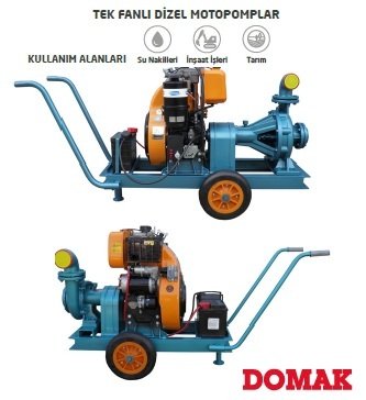Domak SLG4 12 Hp Tek Fanlı Dizel Motopomp (2900 devir-Motor markası:Antor)