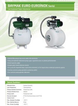 Dab Euro 50/50 M  1.36 Hp 220V  50 Lt. Tanklı Süper Sessiz Villa Hidroforu (8 kat-8 daire)