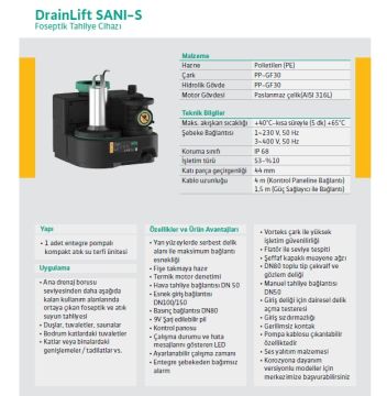 WİLO Drainlift SANI-S  S.11T/1  0.75kW 380V  ENTEGRE POMPALI KOMPAKT FOSEPTİK ATIK SU TAHLİYE CİHAZI (TERFİ ÜNİTESİ)