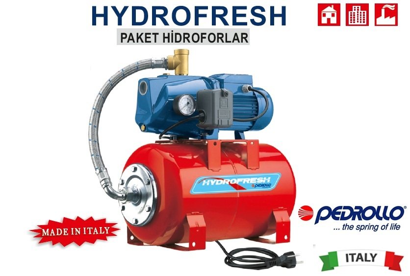 Pedrollo HYDROFRESH JCRm2A-Y-50LT 1.5Hp 220V Tanklı Paket Hidrofor