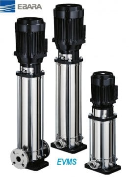 Ebara  EVMSL1   26N5/1.1    1.5Hp 380V  Dikey Milli Çok Kademeli Paslanmaz Çelik İnline Pompa  (Aisi 316)