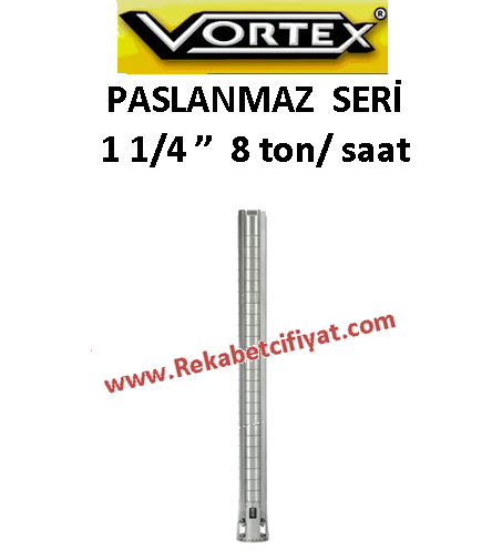 VORTEX 4 ÇLK 8A-07 1,5HP 2\'\' Çıkışlı 4\'\' Paslanmaz Çelik Fanlı Dalgıç Pompa