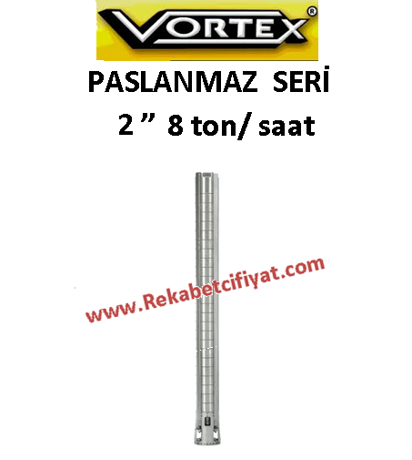 VORTEX 4 ÇLK 8A-25 5,5HP 2\'\' Çıkışlı 4\'\' Paslanmaz Çelik Fanlı Dalgıç Pompa