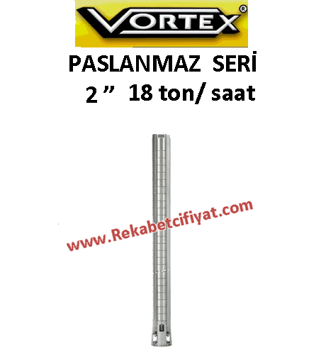 VORTEX 4 ÇLK 18A-07 3HP 2\'\' Çıkışlı 4\'\' Paslanmaz Çelik Fanlı Dalgıç Pompa