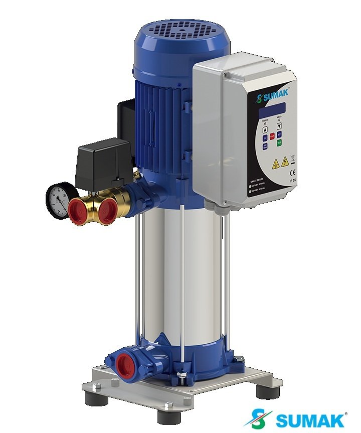 Sumak  SHT12A  300/6 SMART  1X2.2 kW  380V  Tek Pompalı Düşey Milli Dijital Panolu Kademeli Hidrofor