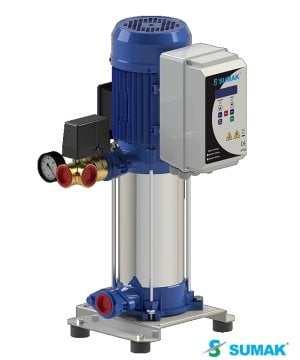 Sumak  SHT16A  550/4 SMART  1X4 kW  380V  Tek Pompalı Düşey Milli Dijital Panolu Kademeli Hidrofor