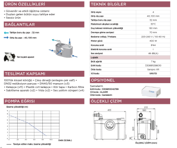 SFA Sanipro XR WC Öğütücü Pompa | Duş + Lavabo Bağlantılı
