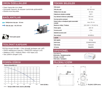 SFA Sanipack WC Öğütücü Pompa | Asma Klozet + Duş + Lavabo Uyumlu