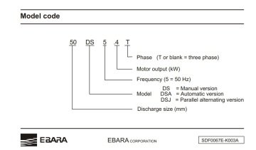 Ebara 50 DSA 53.7   3.7kW 380V  Seyyar Drenaj Dalgıç Pompa