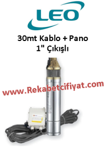 LEO 4SMP150 1.5HP 1'' Çıkışlı 30mt + Kum. Pano Derin Kuyu Dalgıç Pompası