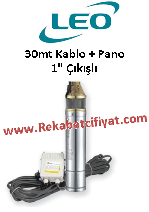 LEO 4SMP200 2HP 1'' Çıkışlı 30mt + Kum. Pano Derin Kuyu Dalgıç Pompası
