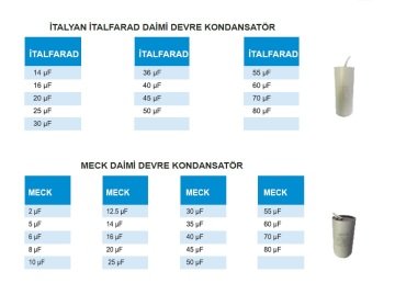 MECK  5 µF  DAİMİ DEVRE KONDANSATÖR