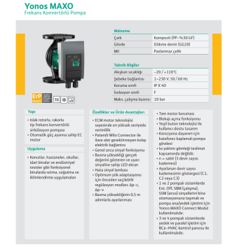 Wilo Yonos MAXO 30/0.5-7 Frekans Kontrollü Sirkülasyon Pompa