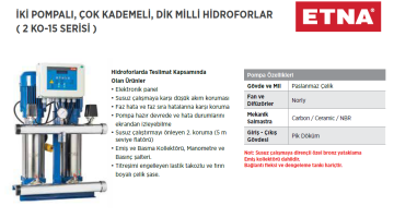 Etna 2 KO 15/8-55 7.5hp 380v İki Pompalı Çok Kademeli Paket Hidrofor