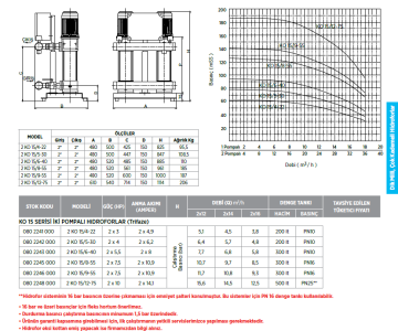 Etna 2 KO 15/4-22 3hp 380v İki Pompalı Çok Kademeli Paket Hidrofor