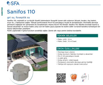 SFA Sanifos 110 Atık Su Terfi İstasyonu 110L