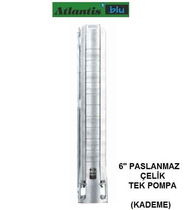 Atlantis Blu  6KR/SSC07    15Hp  7 Kademeli  6'' Paslanmaz Çelik Tek Dalgıç Pompa  (Kademe)