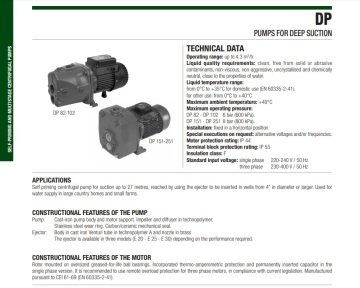 Dab DP 251 T   1.75kW  380V  Kendinden Emişli Enjektörlü Pompa