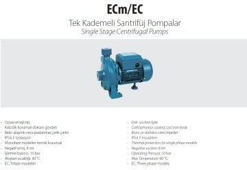 Aquastrong ECm 230 C    3kW 220V  Tek Kademeli Santrifüj Pompa
