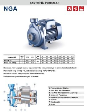 Pedrollo  NGA 1A (TRF)     1 Hp 380V  Santrifüj Pompa