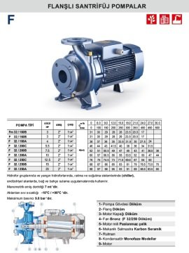 Pedrollo Fm 32 / 160B    3Hp 220V  Flanşlı Santrifüj Pompa