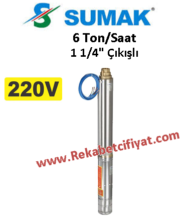 SUMAK 4SD608 1HP 220V 4\'\' Dalgıç Pompa + Motor