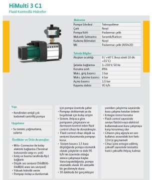 Wilo HiMulti 3 C1 24P  0.4kW 220V  Hidromatlı Fluid Kontrollü Paket Hidrofor