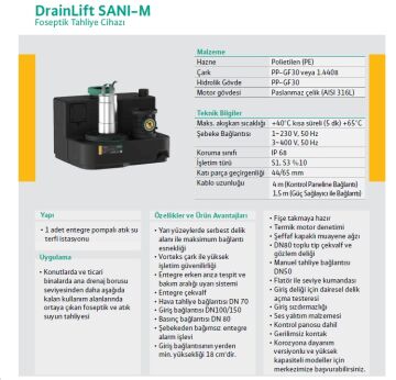WİLO Drainlift SANI-M  M.12M/1  1.1kW 220V  ENTEGRE POMPALI  FOSEPTİK ATIK SU TAHLİYE İSTASYONU (ATIK SU TERFİ ÜNİTESİ)