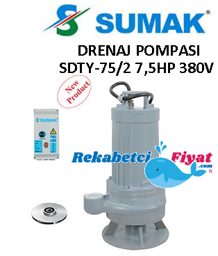 SUMAK SDTY-75/2 7.5Hp 380V Döküm Gövdeli Drenaj Dalgıç Pompa