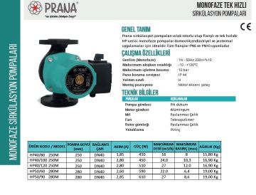 Prana HP 65/150 340T  DN 65  380V  Tek Hızlı Flanşlı Tip Sirkülasyon Pompası