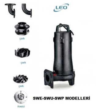 Leo   32SWPm3.6-30-2.2/QG       3Hp  220V   Döküm Gövdeli Bıçaklı Öğütücülü Atık Su Pompası