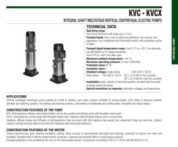 Dab KVC 40-50 T   0.8 kW  380V  Dikey Milli Çok Kademeli Santrifüj Pompa
