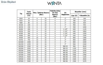Wenta  WE-3000  3000 Litre  16 Bar  Dikey Ayaklı Tip Hidrofor ve Genleşme Tankı (Manometreli)