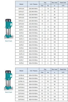 Leo  EVP6H-10       5.5 Hp  380V    Dikey Milli Noril Fanlı Çok Kademeli Pompa