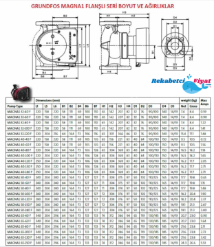 GRUNDFOS MAGNA1 40-40F Dn40 Pn 6-10 Frekans Kon. Flanşlı Sirkülasyon Pompası-99221291