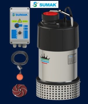 Sumak SDTV30/2 ZY  3Hp 380V  Gömlek Soğutmalı Paslanmaz Gövdeli Vortex Çarklı Drenaj Dalgıç Pompa