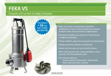Dab FEKA VS 1200 M-NA   1.2 kW  220V  Komple Paslanmaz Çelik Parçalayıcılı Foseptik Dalgıç Pompa