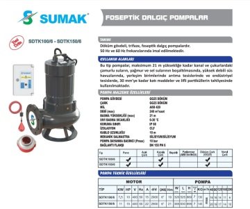 Sumak SDTK100/6  10Hp 380V Foseptik Dalgıç Pompa