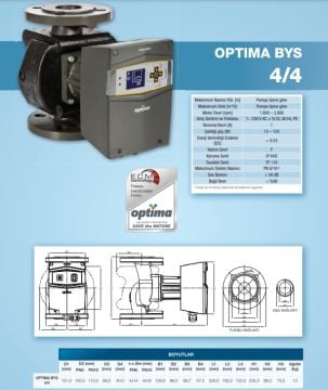 Alarko OPTIMA BYS 4/8   Flanşlı Tip Frekans Kontrollü Sirkülasyon Pompası - Ekransız