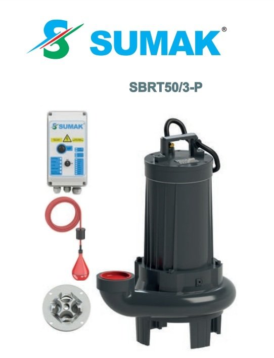 Sumak SBRT50/3-P  5.5Hp 380V  Parçalayıcı Bıçaklı Foseptik Dalgıç Pompa