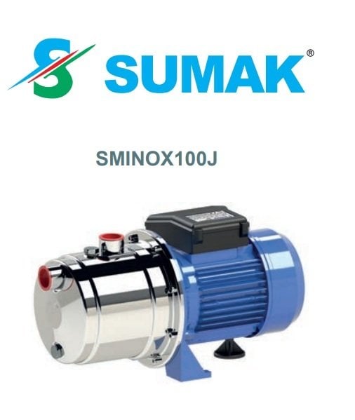 Sumak SMINOX100J  1Hp 220V Paslanmaz Kendinden Emişli Jet Pompa