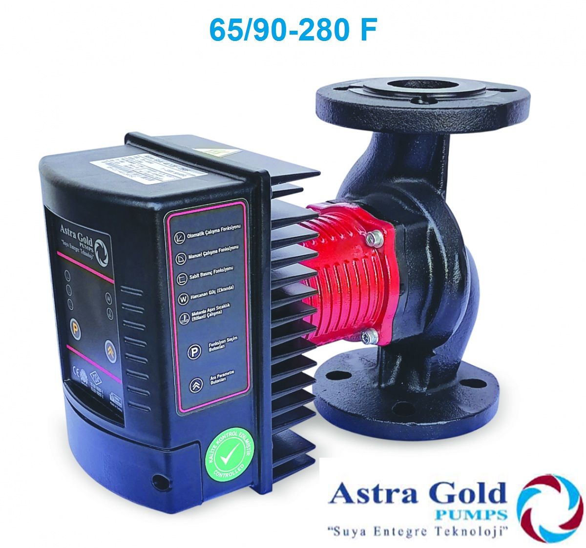 Astra Gold 65/90-280 F  DN 65 Frekans Kontrollü Sabit Mıknatıslı Flanşlı Tip Sirkülasyon Pompası