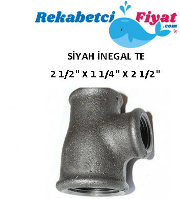 2 1/2'' X 1 1/4'' X 2 1/2'' Siyah İnegal Te