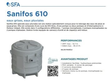 Sanihydro  SANIFOS 610 2 SLD T  380V  Çift Pompalı Çarklı Trifaze Atık Su İstasyonu