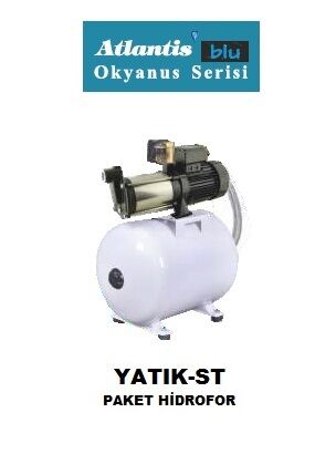 ATLANTİS YATIK 7-5M-ST  1.5HP 220V Hazır Paket Hidrofor Seti - 50 Litre Yatay Tanklı - Değişebilir Membranlı