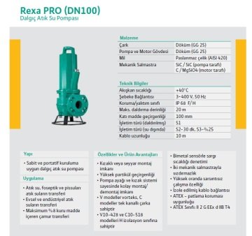 Wilo REXA PRO V10DA-428  6.1Hp 380V  Döküm Gövdeli Atık Pis Foseptik Su Dalgıç Pompa
