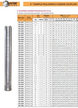 Water Sound WSP615/33  20Hp  6'' Komple Paslanmaz Kademe (Tek Pompa)