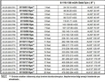 Alarko 8110/04 Kps  40Hp  8'' Paslanmaz Derin Kuyu Dalgıç Pompa (Motor+Pompa) ALK-KPS Serisi