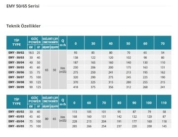 Empo  EMY-50/08       100 Hp  380V   Yatay Milli Çok Kademeli Santrifüj Pompa (3000 dev./dak.)